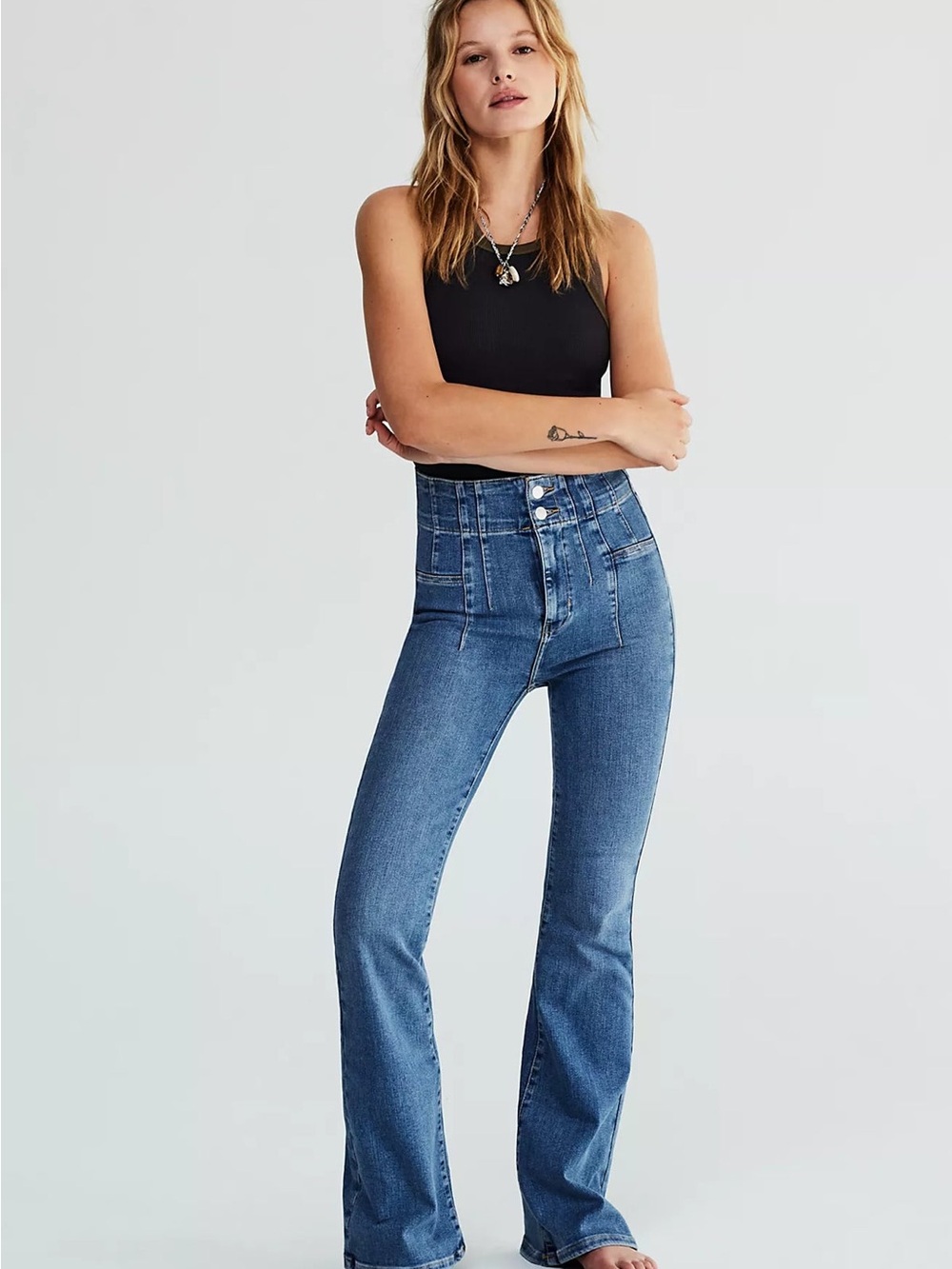 Free People We The Free Jayde Flare Jeans Blue - Size 27